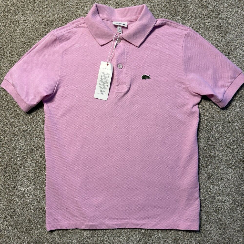 NWT Lacoste Kids Youth Polo Shirt Size 12 12A Gelato Pink 100% Cotton Pique New